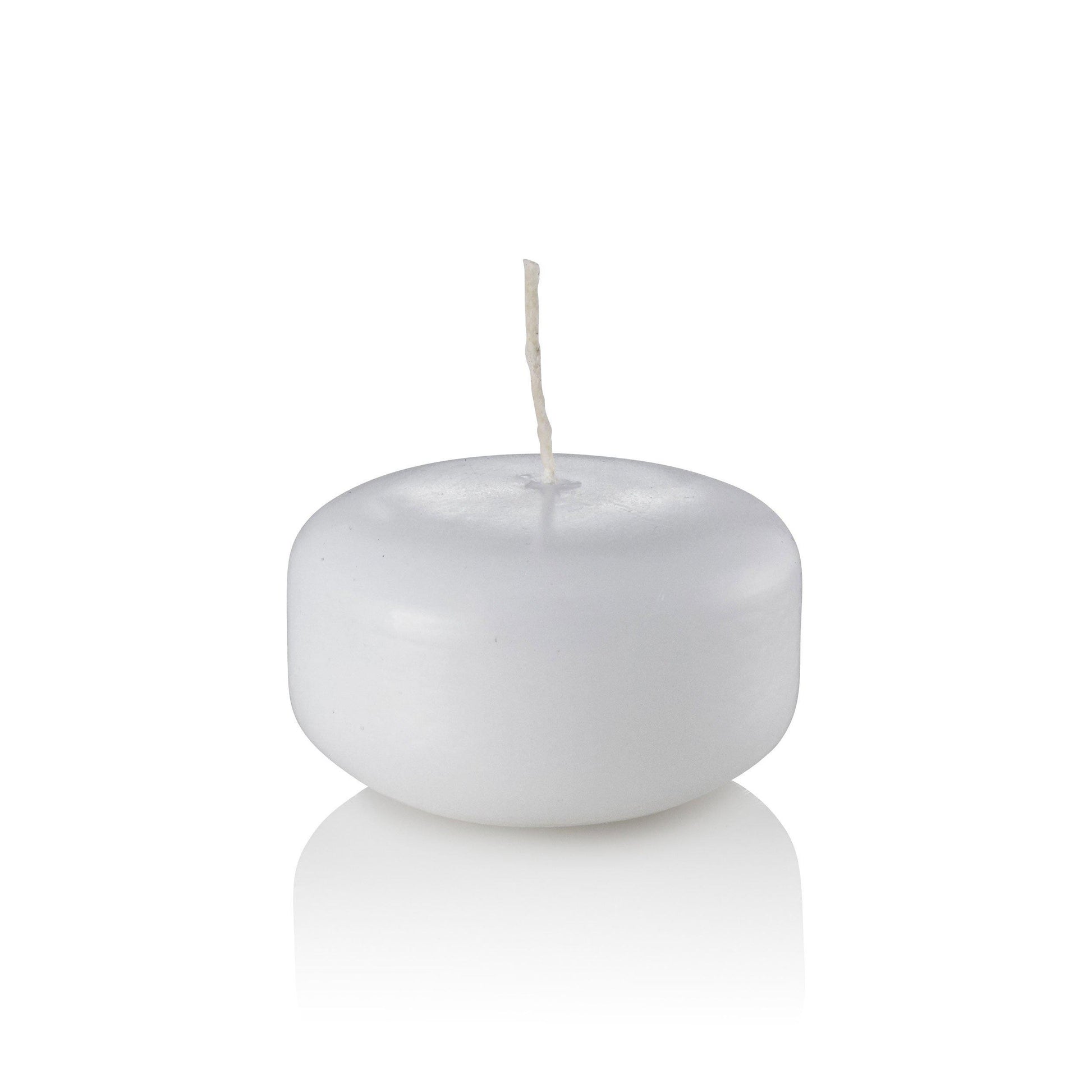 Small 2" Floating Candles, White, Unscented, Bulk-floating candles-TableTopLighting.com