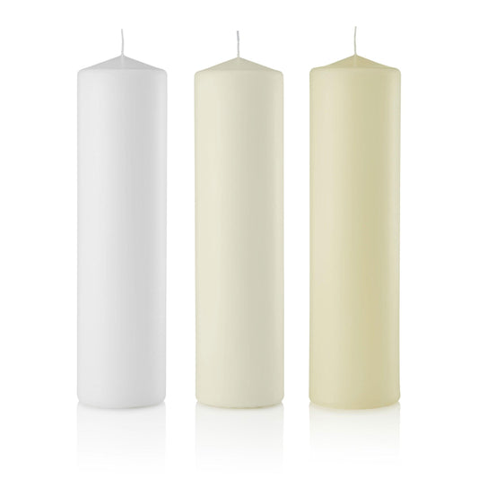 3 x 11 Pillar Candles, Unscented, Bulk Set of 12-pillar candles-TableTopLighting.com