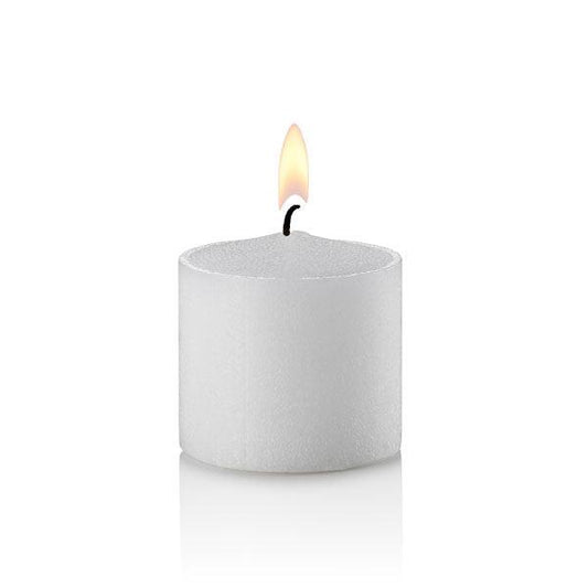 10 Hour Votive Candles, White, Unscented, Set of 432, 3 Gross-votive candles-TableTopLighting.com