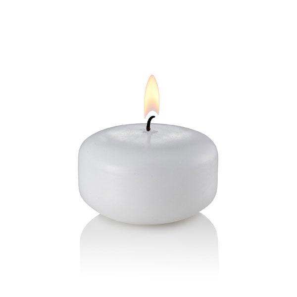 Small 2" Floating Candles, White, Unscented, Bulk-floating candles-TableTopLighting.com
