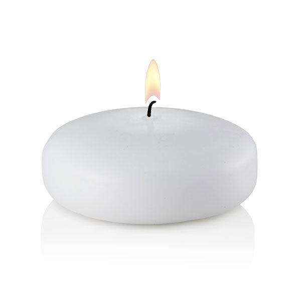 Large 3" Floating Candles, White, Unscented, Bulk-floating candles-TableTopLighting.com