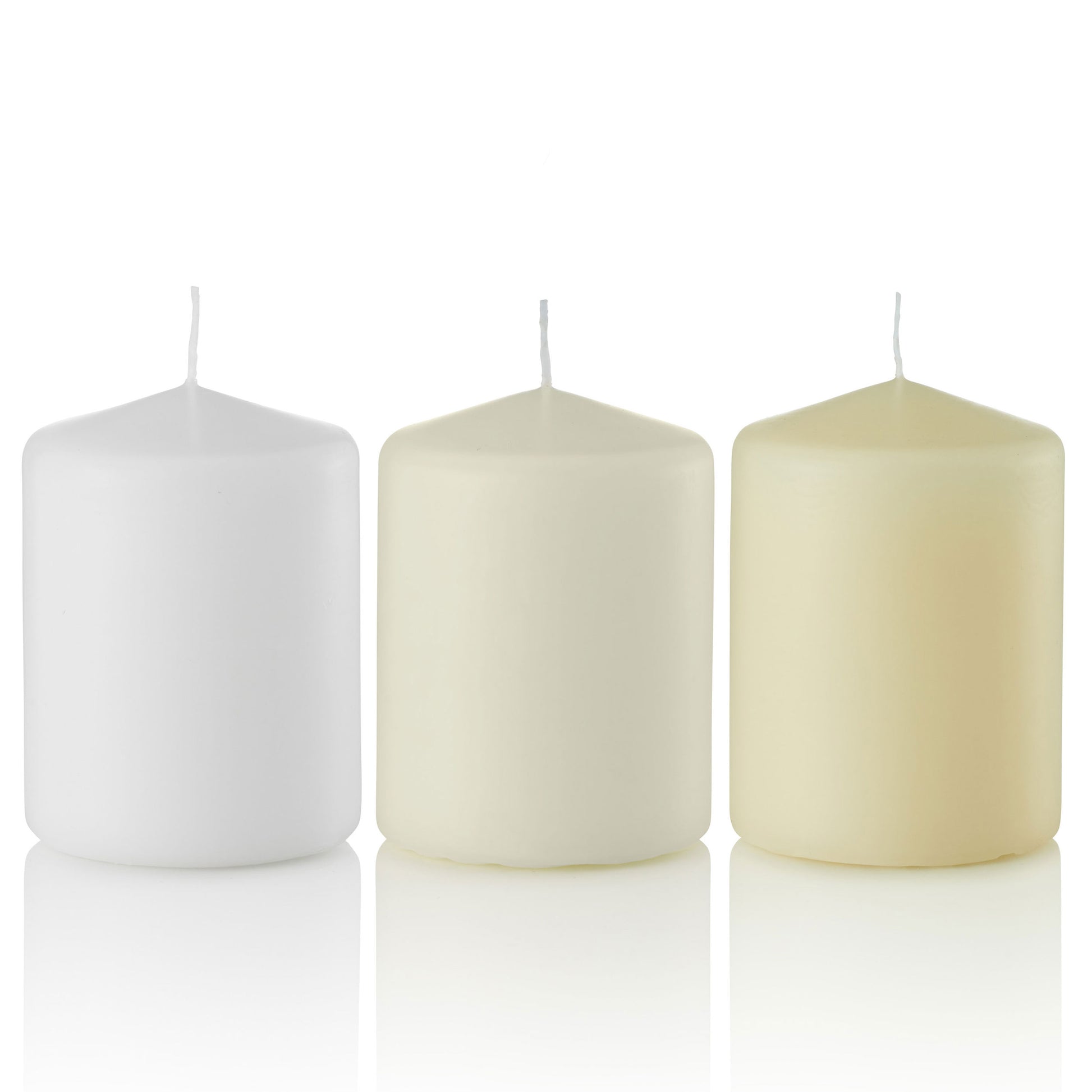 3 x 4 Pillar Candles, Unscented, Bulk Set of 12-pillar candles-TableTopLighting.com