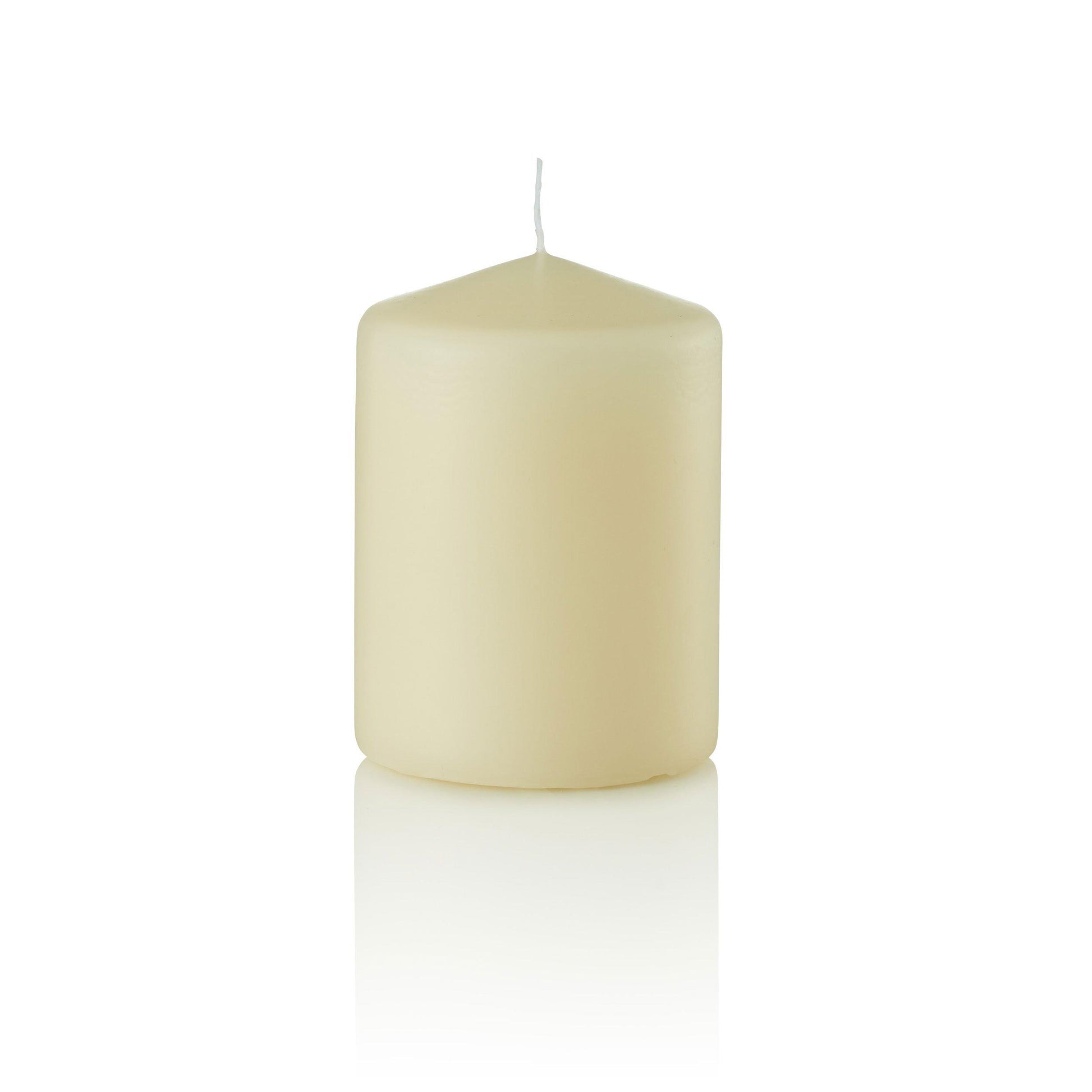 3 x 4 Pillar Candles, Vanilla, Unscented, Set of 12-pillar candles-TableTopLighting.com