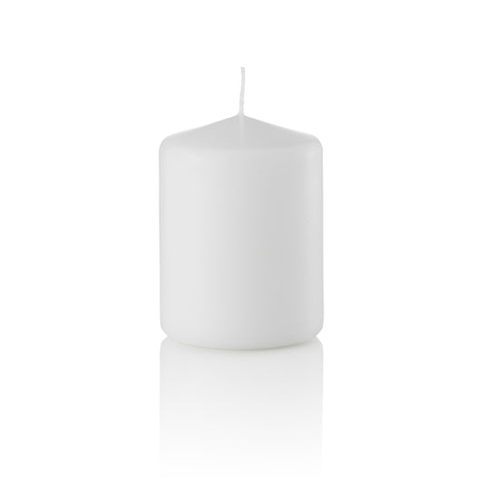 3 x 4 Pillar Candles, White, Unscented, Set of 12-pillar candles-TableTopLighting.com