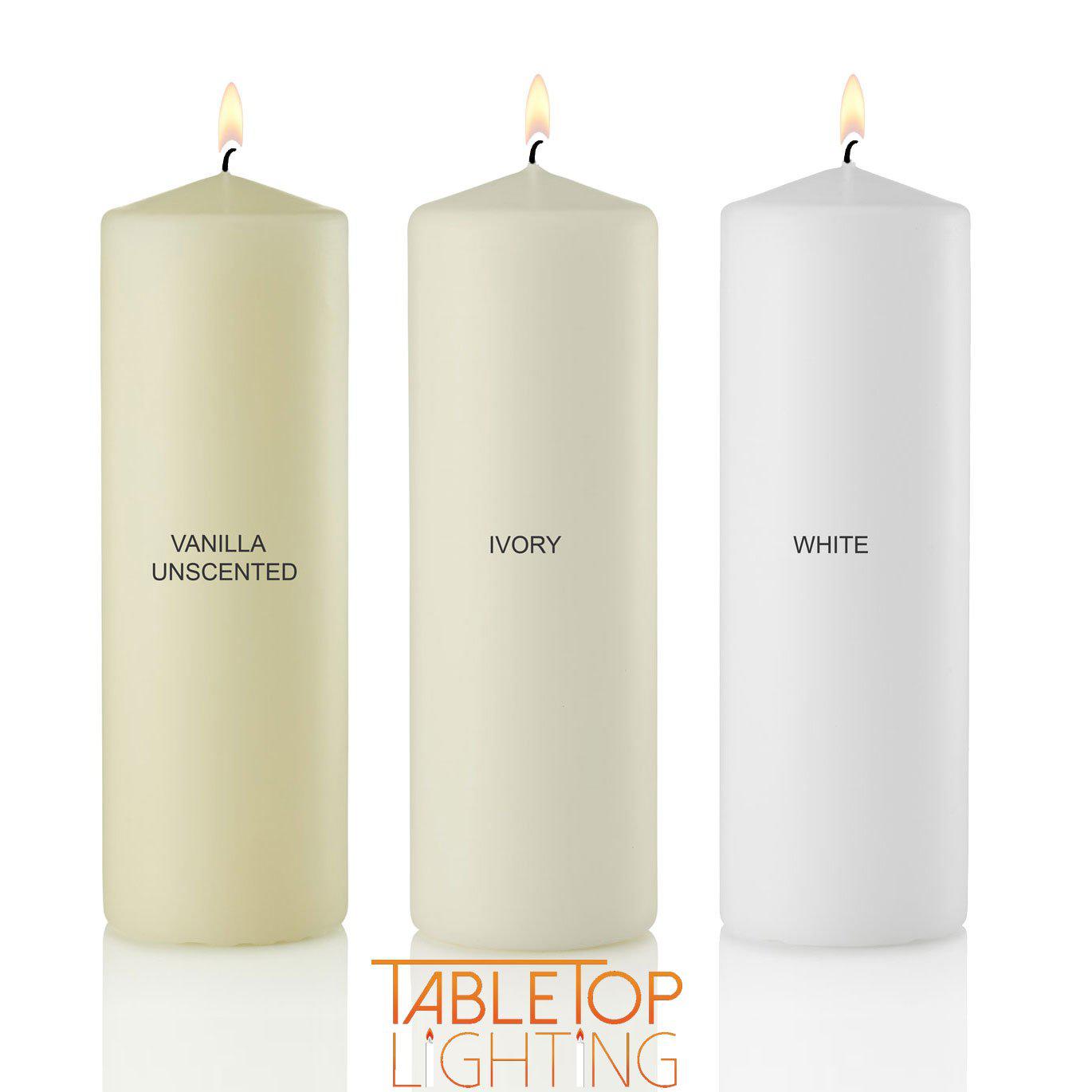 3 x 3 1/2 Pillar Candles, Ivory, Unscented, Set of 12-pillar candles-TableTopLighting.com
