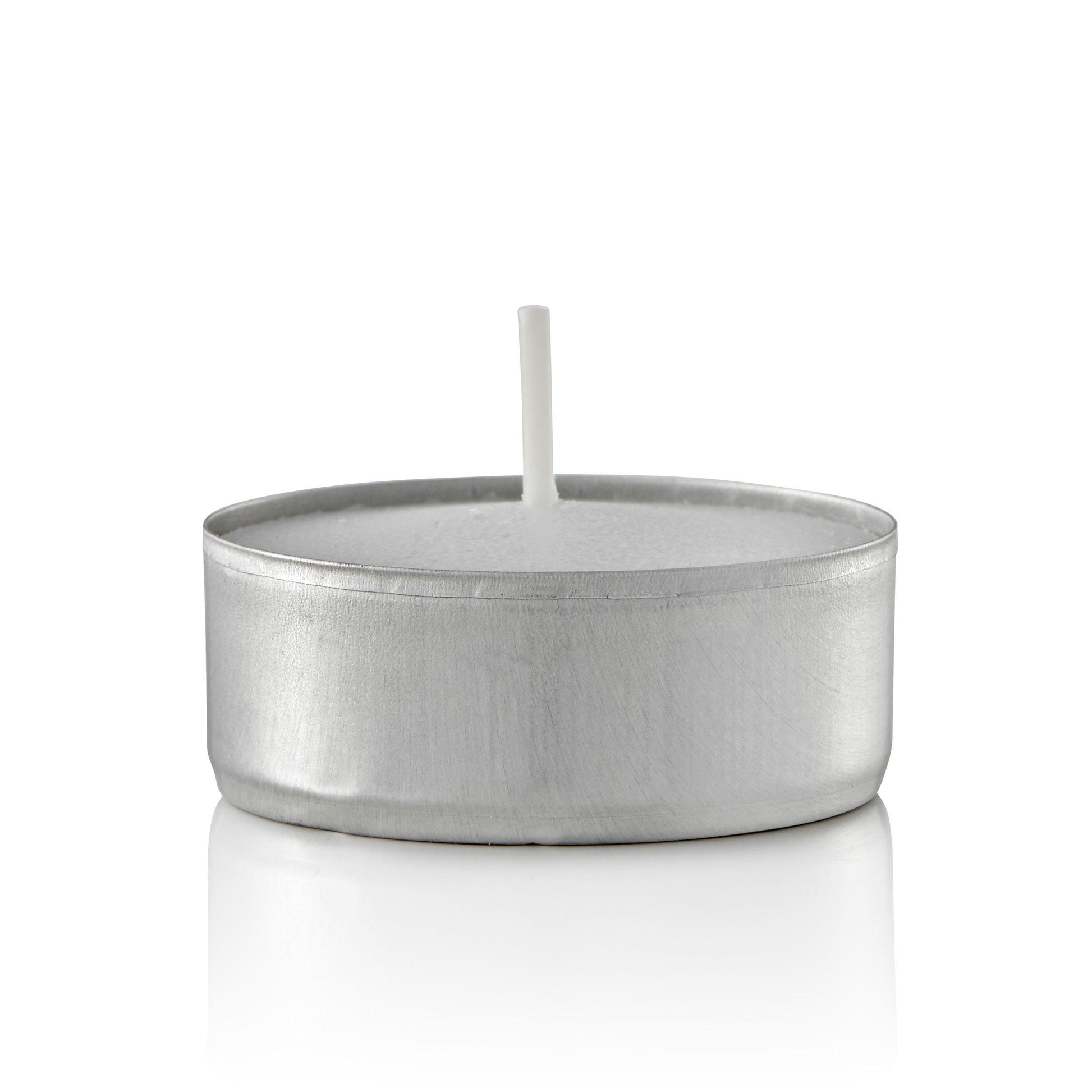 10 Pack Boxed Tealight Candles in Metal Cups, White, Unscented, 500 Total-tealight candles-TableTopLighting.com