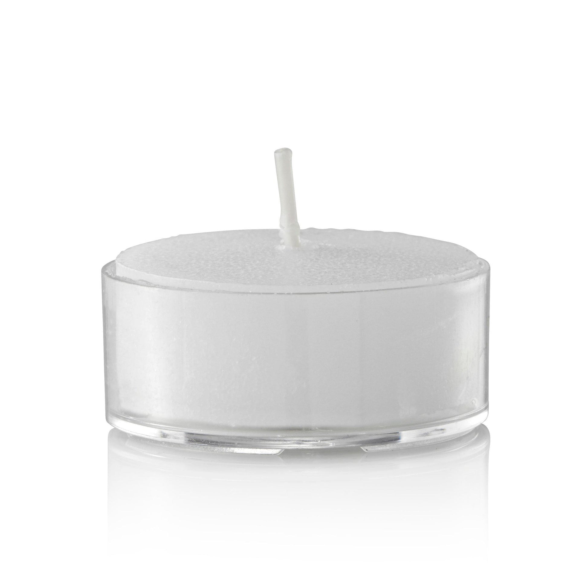 5 Hour Tealight Candles in Plastic Cups, White, Unscented, Set of 500-tealight candles-TableTopLighting.com