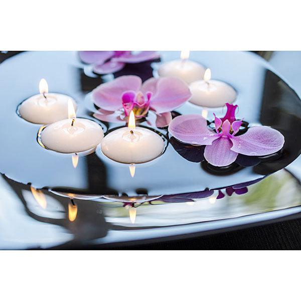 Large 3" Floating Candles, White, Unscented, Bulk-floating candles-TableTopLighting.com